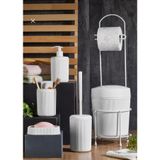 6 Parça Modern Banyo Seti, Çöp Kovası, Tuvalet Kağıtlığı, Tuvalet Fırçası, Sıvı ve Katı Sabunluk, Diş Fırçalık Dahil, Banyo Aksesuarları (BEYAZ)
