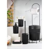 6 Parça Modern Banyo Seti, Çöp Kovası, Tuvalet Kağıtlığı, Tuvalet Fırçası, Sıvı ve Katı Sabunluk, Diş Fırçalık Dahil, Banyo Aksesuarları (SİYAH)