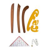 6 Parça Set – 3’lü Modelist Riga Cetvel Seti, Modelist Gönyesi, Pistole Cetvel ve 150 cm Mezura