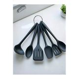 6 Parça Silikon Servis Seti Bulaşık Makinesinde Yıkanabilir Silikon Mutfak Seti 21Cm Spatula Kepçe