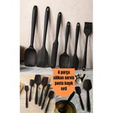 6 Parça Silikon Servis Seti, Spatula Sıyırma Yağlama Kaşığı, Yüksek Isıya Dayanıklı Yanmaz Yapışmaz