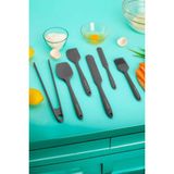 6 Parça Silikon Yemek Pişirme Mutfak Seti Pasta Spatulası Kaşık Yumurta Fırçası Maşa Spatula - Antrasit
