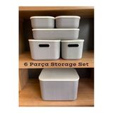 6 Parca Storage Gri Set 5 Boy Cok Amacli Dolap Ici Kapakli Duzenleyici Kutu Dekoratif Saklama Kutusu