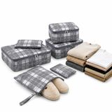 6 Parça Valiz Düzenleyici Organizer Seti- Seyahat Bavul İçi Düzenleme Çantası, Packing Cube Organizer Seti (Gri Ekose)