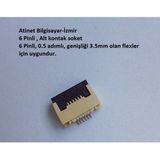 6 Pin 0.5 Adımlı Alt Kontak Flex Soketi Flex Ffc Konnektörü 6-0.5-Alt