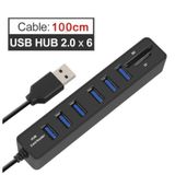 6 Port Usb Microsd Tf Sd Çoklayıcı Hub 4691A Kart Okuyucu Laptop