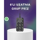 6 Prizli Çoklu Uzatma Kablosu Usb Type-c Hızlı Şarj Termal Koruma FRTKGT25DYMUCZZZ6LIPRİZ-4