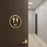 6. Pro Modern, Şık Erkek Kadın Wc Tabelası, Insan Figürlü Ahşap Wc (Otel, Lokanta Vb. Için Bay Wc) - Altın