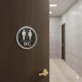 6. Pro Modern, Şık Erkek Kadın Wc Tabelası, Insan Figürlü Ahşap Wc (Otel, Lokanta Vb. Için Bay Wc) - Gümüş