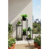 6 Raflı Siyah Metal Çiçeklik & Saksılık - Modern Dekoratif Balkon ve Salon Bitki Standı