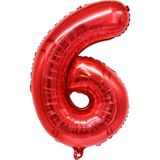 6 Rakam Kırmızı Folyo Balon 34 inç 76-82 cm