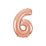 6 Rakamı Rose Gold Folyo Balon 100 Cm Çok Renkli