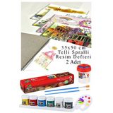 6 Renk Guaj Boya Nova Color 35X50 Cm Telli Spralli Resim Defteri Palet Resim Fırçası 15 Yaprak Guajboya Resim Defteri