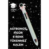 6 Renkli Tükenmez Kalem Astronot Modeller 1 Adet Beyaz Tek Ebat