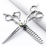 6" Salon Berber Profesyonel Saç Makası 440C (2 parça Set-C) | Tüm saç tipleri için uygundur, hem salon hem de ev kullanımı için saç kesme makineleri, ayarlanabilir gergi vidaları