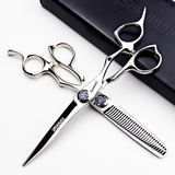 6" Salon Berber Profesyonel Saç Makası 440C (2 parça Set-F) | Tüm saç tipleri için uygundur, hem salon hem de ev kullanımı için saç kesme makineleri, ayarlanabilir gergi vidaları