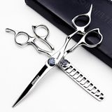 6" Salon Berber Profesyonel Saç Makası 440C (2 parça Set-G) | Tüm saç tipleri için uygundur, hem salon hem de ev kullanımı için saç kesme makineleri, ayarlanabilir gergi vidaları