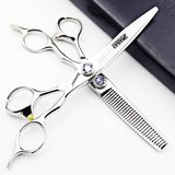 6" Salon Berber Profesyonel Saç Makası 440C (2 parça Set-H) | Tüm saç tipleri için uygundur, hem salon hem de ev kullanımı için saç kesme makineleri, ayarlanabilir gergi vidaları