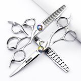 6" Salon Berber Profesyonel Saç Makası 440C (3 parça Set-E) | Tüm saç tipleri için uygundur, hem salon hem de ev kullanımı için saç kesme makineleri, ayarlanabilir gergi vidaları