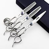 6" Salon Berber Profesyonel Saç Makası 440C (3 parça Set-G) | Tüm saç tipleri için uygundur, hem salon hem de ev kullanımı için saç kesme makineleri, ayarlanabilir gergi vidaları