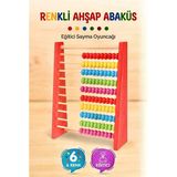 6 Sıralı Ahşap Renkli Abaküs - Okul Öncesi Ve Evde Eğitici Sayı Sayma Ve Matematik Öğrenme Oyuncağı