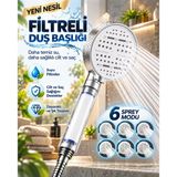 6 Sprey Modlu Filtreli Duş Başlığı Büyük Su Paneli Silikon Nozullu Beyaz Modern Tasarım