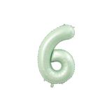 6 Su Yeşili Renk Rakam Folyo Balon 76 cm