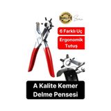 6 Uçlu Kemer ve Deri Delme Delici Aleti Ergonomik Saplı Metal Çelik Delgeç Hızlı Pratik Kolay Zımba