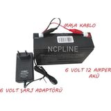 6 Volt 12 Amper Çocuk Oyuncak Araba Araç Için Akü Şarj Adaptörü ve Bağlantı Kablosu 6V 12A