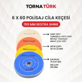 6 x 60 x Delik 20 - 22 mm Delik Polisaj Cila Bezleri - Polisaj Cila Keçesi ( 150 mm ) Extra Shine - Standart