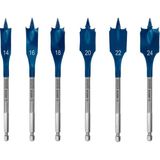 6 x Expert Self Cut Speed Yassı Freze Matkap Seti (Yumuşak Ahşap, Sunta, Çap 14 - 24 Mm, Profesyonel Aksesuar, Matkap/tornavida)