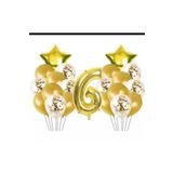 6 YAŞ GOLD KONFETİLİ ŞEFFAF BALON SETİ DOĞUM GÜNÜ SETİ