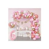 6 Yaş Lüks Pembe Rose Gold Pembe Folyo Balon Doğum Günü Parti Seti Süsü, 1112544520214