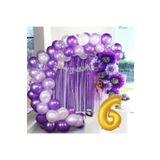 6 Yaş Lüx Mor Lila Balon Zincir Set Doğum Günü Parti Seti Süsü, 454548789822