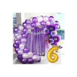 6 Yaş Lüx Mor Lila Balon Zincir Set Doğum Günü Parti Seti Süsü, 454548789825