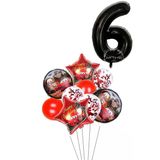 6 Yaş Siyah Rakam Balonlu Şimşek Mcqueen Balon Seti Arabalar (Cars) Konfetili Şeffaf Balon
