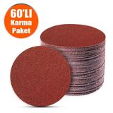 60 Adet Cırt Zımpara 125 mm Spiral Avuç Taşlama (Karma Paket)