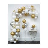 60 Adet Gold Beyaz Gümüş Doğum Günü Balonları, 258689675878