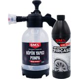 %60 Cilalı Fırçasız Oto Şampuanı + Köpük Yapıcı Basınçlı Pompa 2 Litre - 1 lt