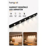 60 CM 5 Mercekli LED Dolap Lambası Hareket Sensörlü USB Şarjlı Kablosuz Mutfak Tezgah Gardırop Aydınlatma
