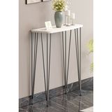 60 cm Beyaz Dresuar Kahve Köşesi Konsol Modern Raf Metal Boru Gümüş Ayaklı - Beyaz - Gümüş