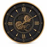 60 cm Büyük Duvar Saati, Steampunk Dekoratif Saat, Vintage Metal Tasarım, Altın Siyah Dişli Detaylı, Endüstriyel Duvar Dekoru, Salon, Oturma Odası, Ofis ve Ev Dekorasyonu İçin Şık Saat