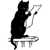 60 cm Gazete Okuyan Kedi Folyo Sticker