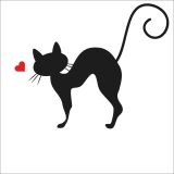 60 cm Kalpli Kedi Folyo Sticker