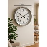 60 cm Krom Metal Roma Rakamlı Duvar Saati PL-6055K