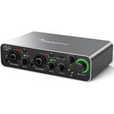 60 Db Pro-Preamp, 24BIT/192KHZ, Pc ve Akıllı Telefon Için Çift USB Arayüzü, Ev Kaydı Için Yönlendirme Yazılımı, Müzik Prodüksiyonu, Gitar, Podcast, Akış (PS22) ile Pc Için USB Ses Arabirimi