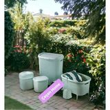 60 L 5 Parça Kirli Sepeti ve Çamaşır Sepeti Yeşil Plastik 50 x 70