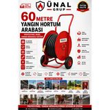 60 Metre Yangın Hortum Arabası Tekerlekli Metal Hortum Sarma Makarası Mobil Yangın