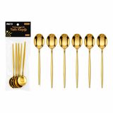 60 Parça Gold Tatli Kaşik Seti 13Cm - 1 Paket İçinde 6 Adet Vardir - 10 Paket Gönderilir (5637)