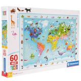 60 Parça Maxi Supercolor Puzzle: Wildlife Map